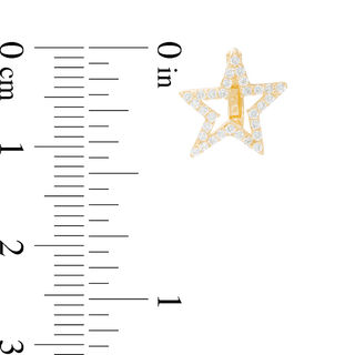 Cubic Zirconia Open Star Huggie Hoop Earrings in 10K Gold