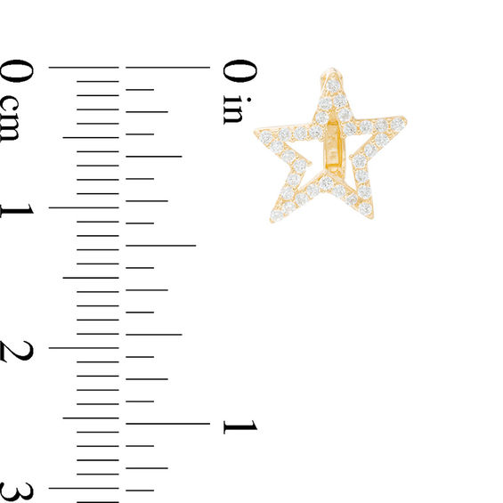 Cubic Zirconia Open Star Huggie Hoop Earrings in 10K Gold