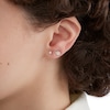 3mm Cubic Zirconia and Flower Cluster Stud Earrings Set in 10K Gold