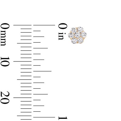 3mm Cubic Zirconia and Flower Cluster Stud Earrings Set in 10K Gold