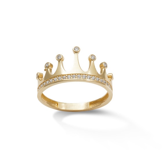 Cubic Zirconia Crown Ring in 10K Gold