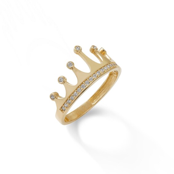 10K Gold CZ Crown Ring