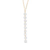 Thumbnail Image 1 of 5mm Faceted Cubic Zirconia "Y" Dangle Necklace in 10K Gold