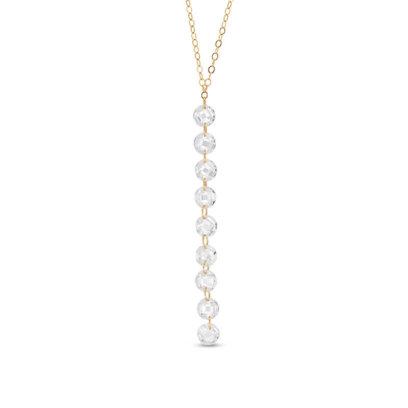 Main Image 1 of 5mm Faceted Cubic Zirconia "Y" Dangle Necklace in 10K Gold