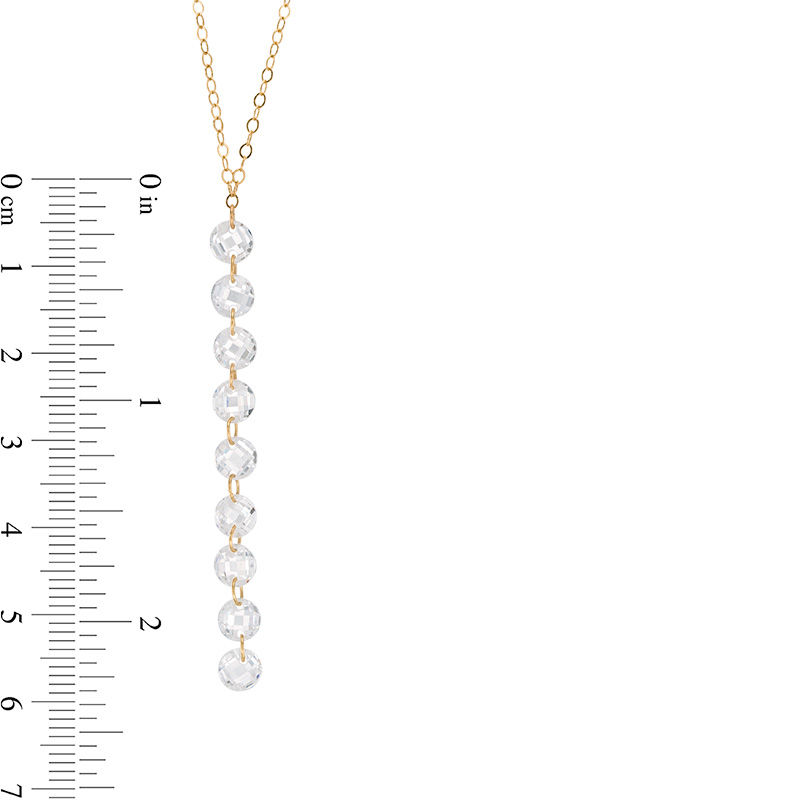Main Image 2 of 5mm Faceted Cubic Zirconia "Y" Dangle Necklace in 10K Gold