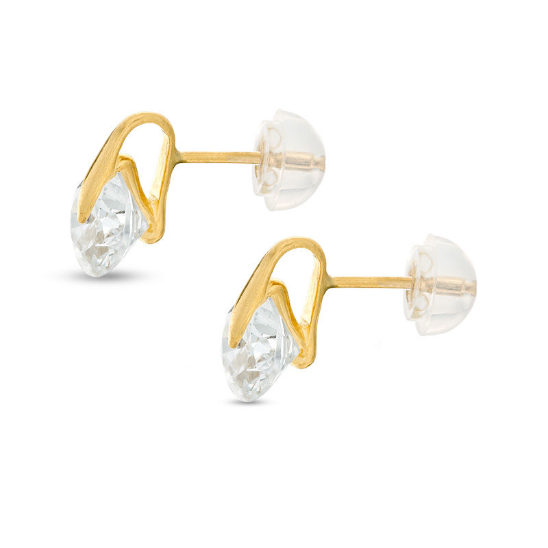 Main Image 2 of 6mm Cubic Zirconia Solitaire Stud Earrings in 10K Gold