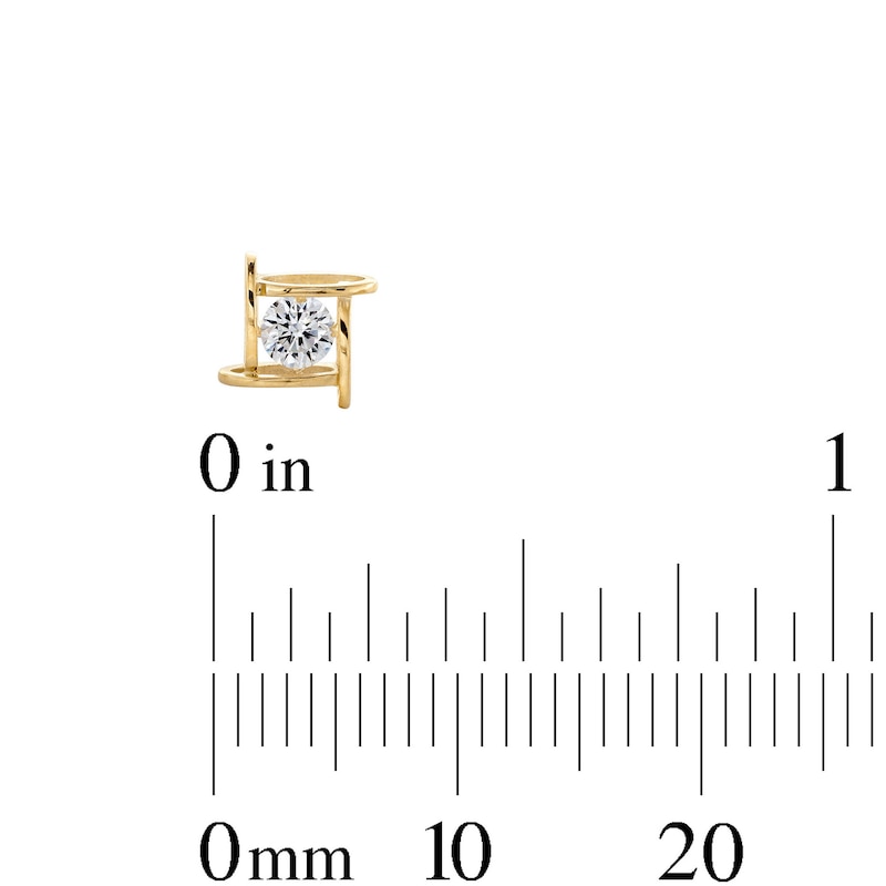 Main Image 4 of 3mm Cubic Zirconia Geometric Square Cage Stud Earrings in 10K Gold