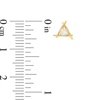 3mm Cubic Zirconia Geometric Triangle Cage Stud Earrings in 10K Gold