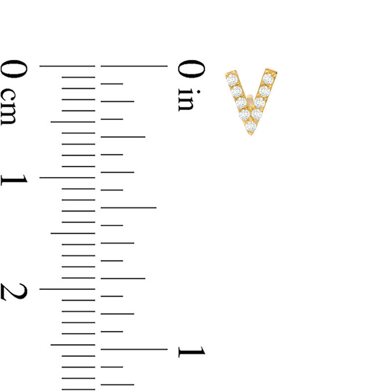Main Image 3 of Cubic Zirconia "V" Stud Earrings in 10K Gold