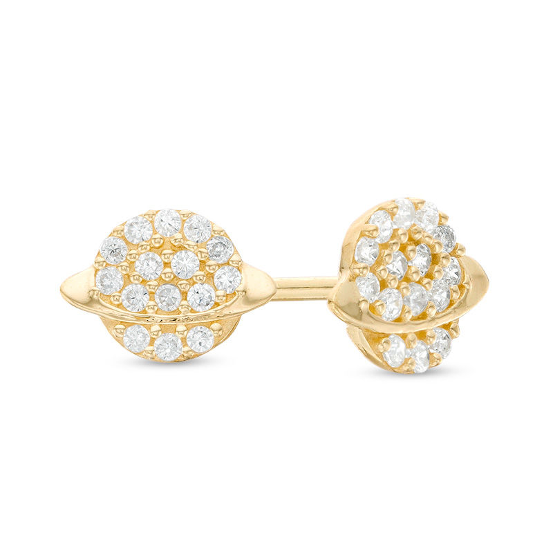 Main Image 1 of Cubic Zirconia Saturn Stud Earrings in 10K Gold