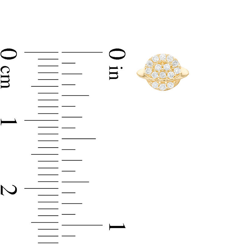 Main Image 2 of Cubic Zirconia Saturn Stud Earrings in 10K Gold