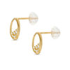 Cubic Zirconia Floating Cluster Open Circle Stud Earrings in 10K Gold