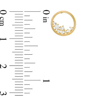 Cubic Zirconia Floating Cluster Open Circle Stud Earrings in 10K Gold