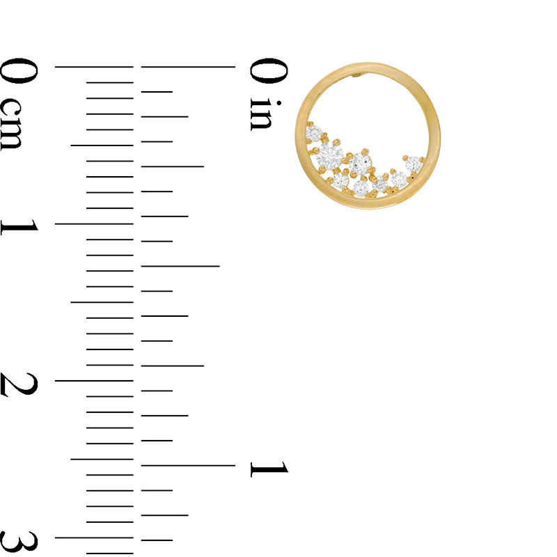 Cubic Zirconia Floating Cluster Open Circle Stud Earrings in 10K Gold