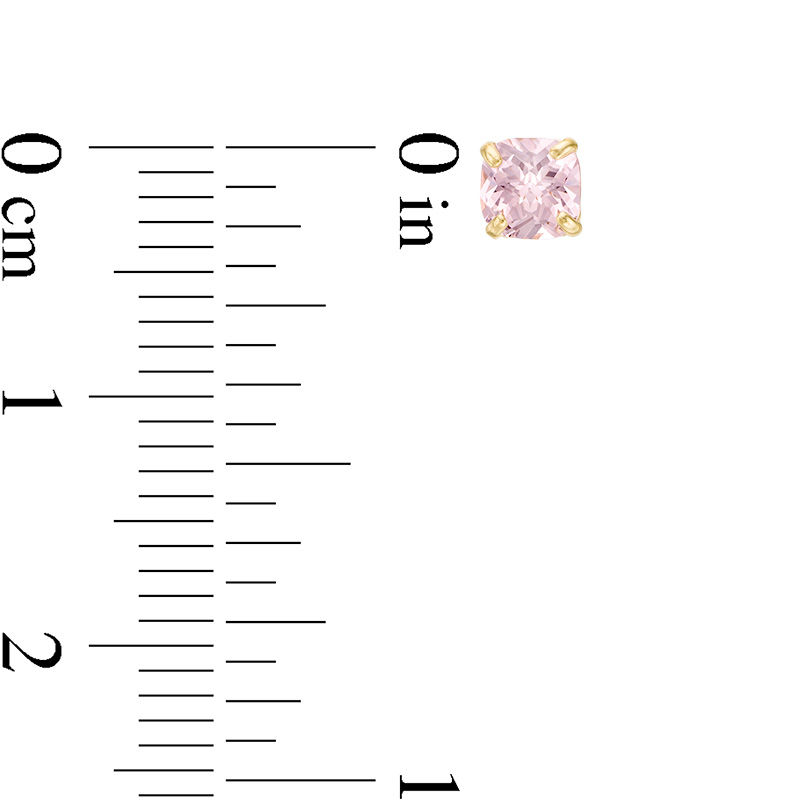 Main Image 2 of Child's 4mm Cushion-Cut Pink Cubic Zirconia Solitaire Stud Earrings in 14K Gold