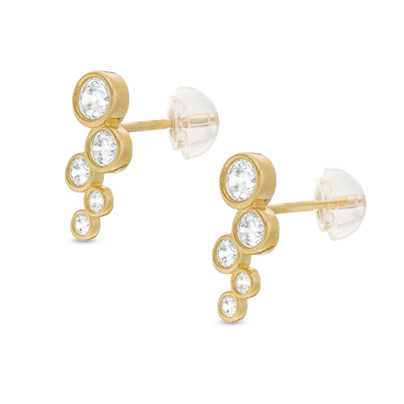 Main Image 2 of Bezel-Set Cubic Zirconia Bubble Crawler Earrings in 10K Gold