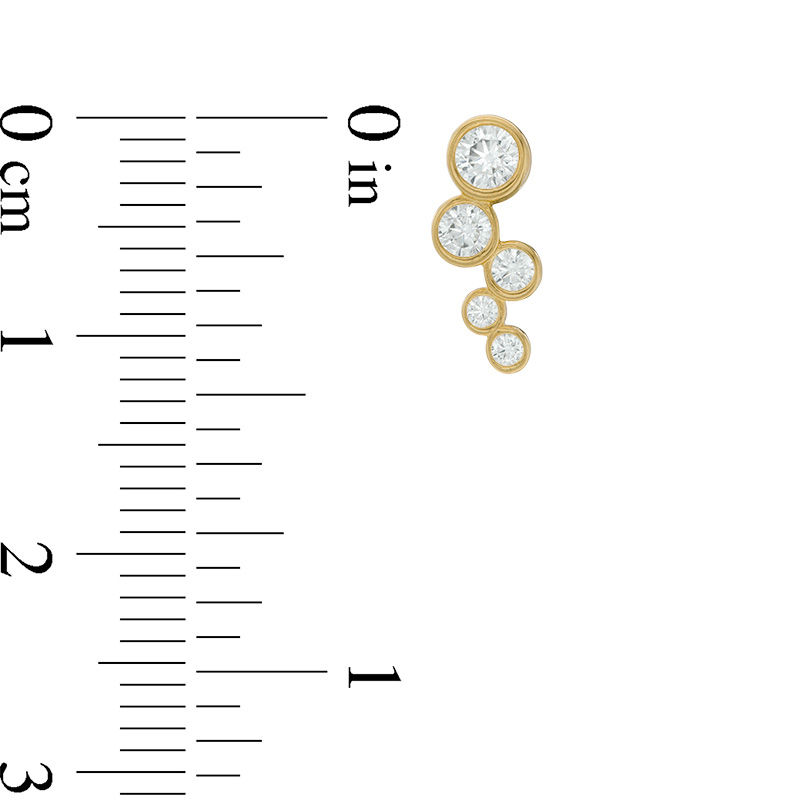 Main Image 3 of Bezel-Set Cubic Zirconia Bubble Crawler Earrings in 10K Gold