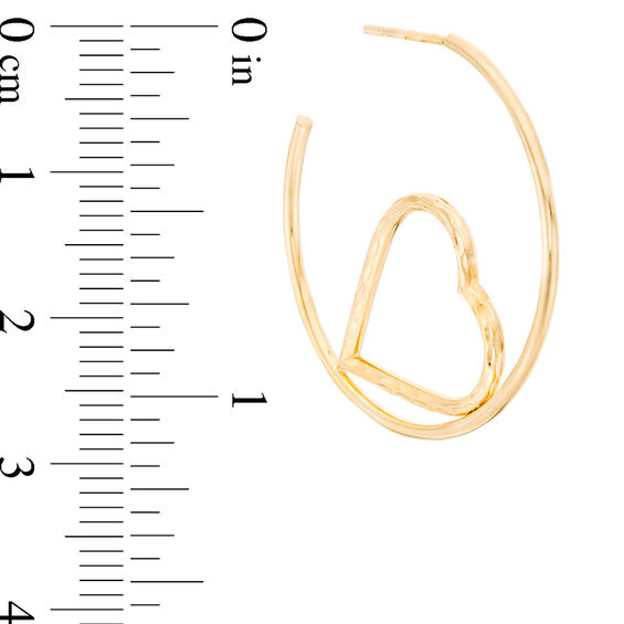 30mm Diamond-Cut Heart Cut-Out Hoop Earrings in 10K Gold