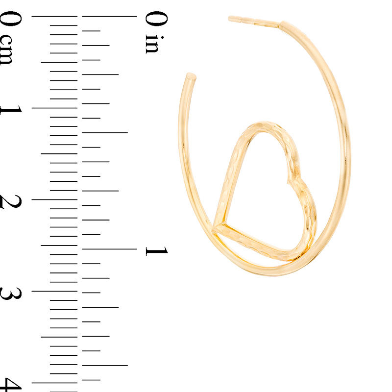 30mm Diamond-Cut Heart Cut-Out Hoop Earrings in 10K Gold