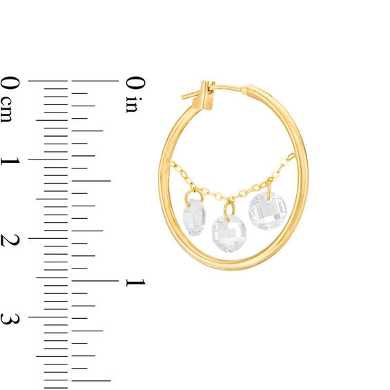 5mm Cubic Zirconia Dangle Hoop Earrings in 10K Gold