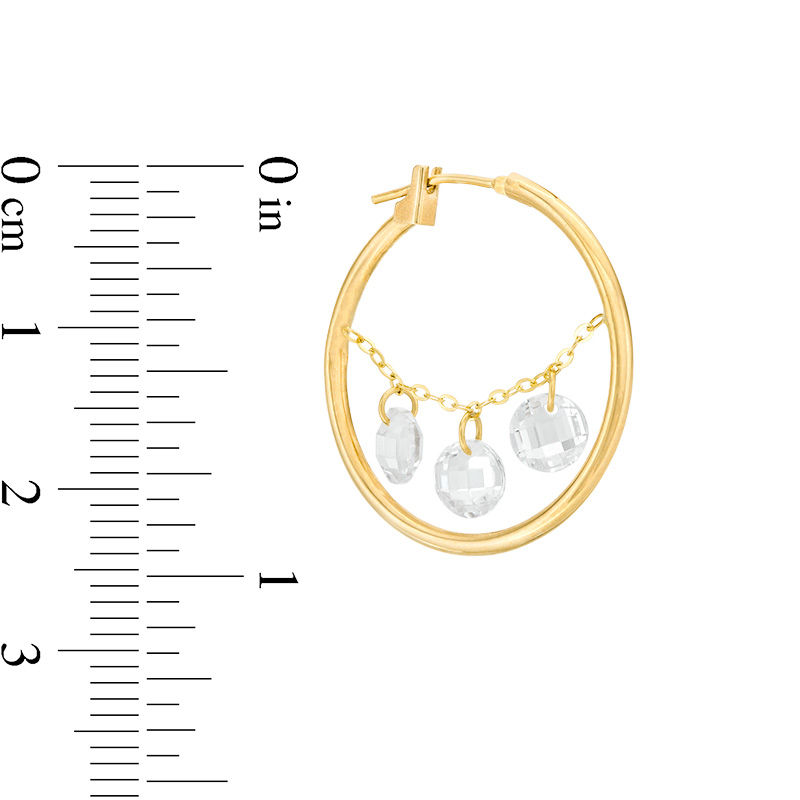 5mm Cubic Zirconia Dangle Hoop Earrings in 10K Gold