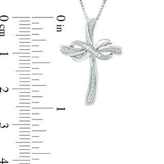 Diamond Accent Beaded Infinity Wrap Cross Pendant in Sterling Silver