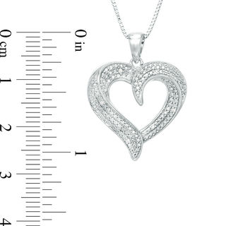 Diamond Accent Beaded Swirl Heart Pendant in Sterling Silver