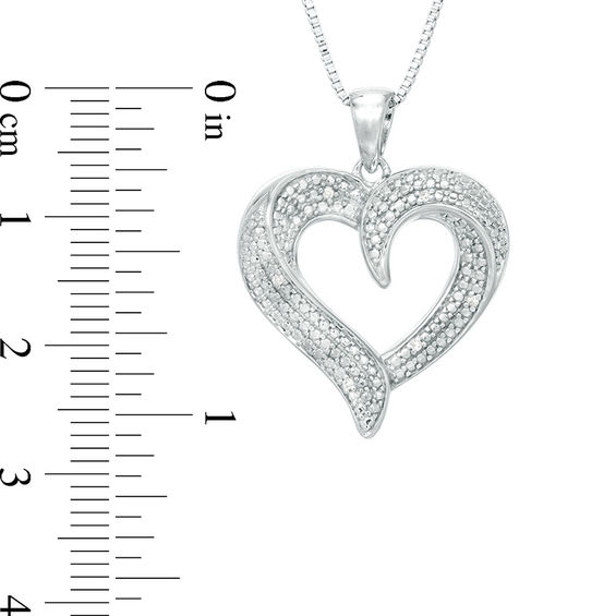 Diamond Accent Beaded Swirl Heart Pendant in Sterling Silver