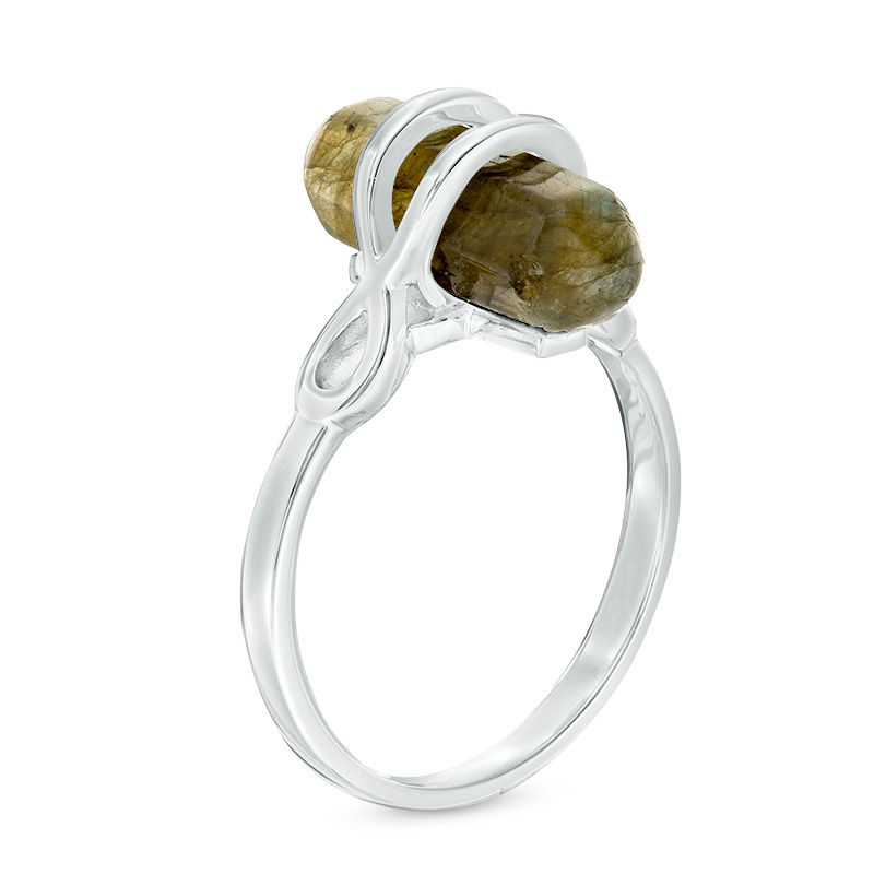 Main Image 2 of Hexagon Grey Labradorite Crystal Prism Ring in Sterling Silver - Size 7