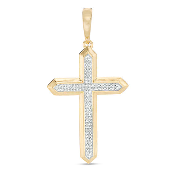 1/6 CT. T.W. Composite Diamond Gothic-Style Cross Necklace Charm in 10K Gold