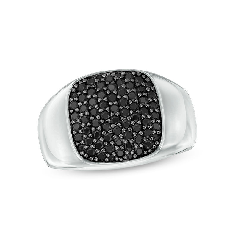 Black Spinel Square Cluster Ring in Sterling Silver - Size 10