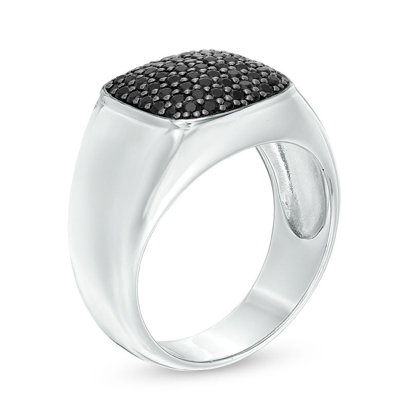 Black Spinel Square Cluster Ring in Sterling Silver - Size 10