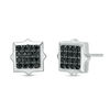 Thumbnail Image 1 of Black Spinel Square Cluster Spike Frame Stud Earrings in Sterling Silver