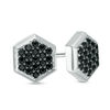 Thumbnail Image 0 of Black Spinal Hexagon Cluster Stud Earrings in Sterling Silver