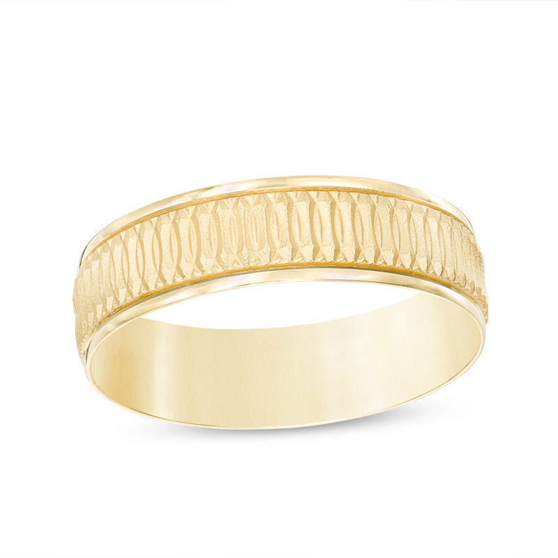 6mm Textured Wedding Band in 10K Gold - Size 10