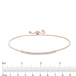 Cubic Zirconia Bolo Bracelet in 10K Rose Gold - 9.25"