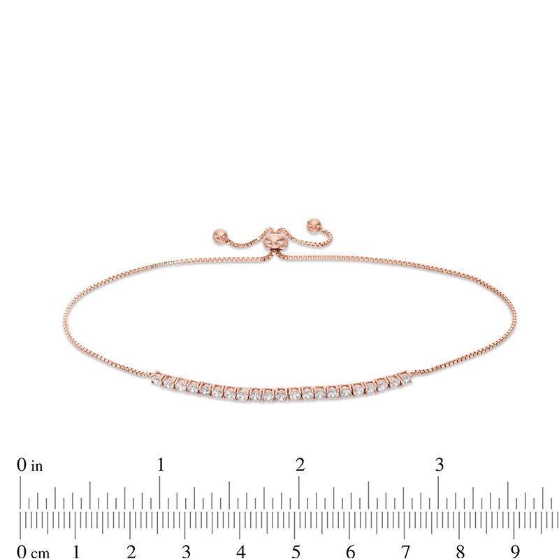 Cubic Zirconia Bolo Bracelet in 10K Rose Gold - 9.25"