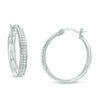 Thumbnail Image 0 of 20mm Pavé Glitter Enamel Hoop Earrings in Sterling Silver