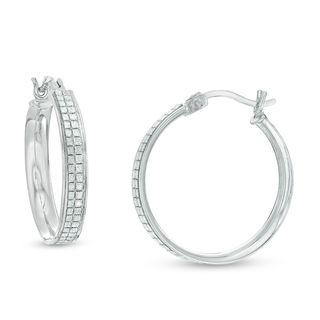 20mm Pavé Glitter Enamel Hoop Earrings in Sterling Silver