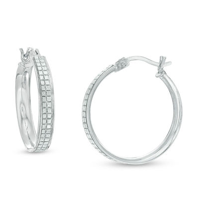 20mm Pavé Glitter Enamel Hoop Earrings in Sterling Silver