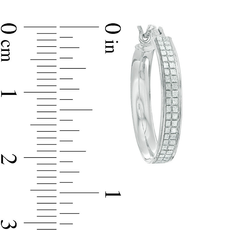 20mm Pavé Glitter Enamel Hoop Earrings in Sterling Silver