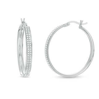 40mm Pavé Glitter Enamel Hoop Earrings in Sterling Silver