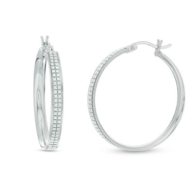 40mm Pavé Glitter Enamel Hoop Earrings in Sterling Silver