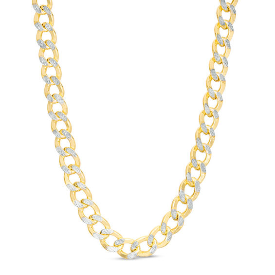 160 Gauge Diamond-Cut Cuban Curb Chain Necklace in 10K Two-Tone Gold - 22"