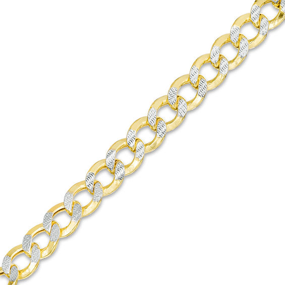 160 Gauge Diamond-Cut Cuban Curb Chain Bracelet in 10K Two-Tone Gold
