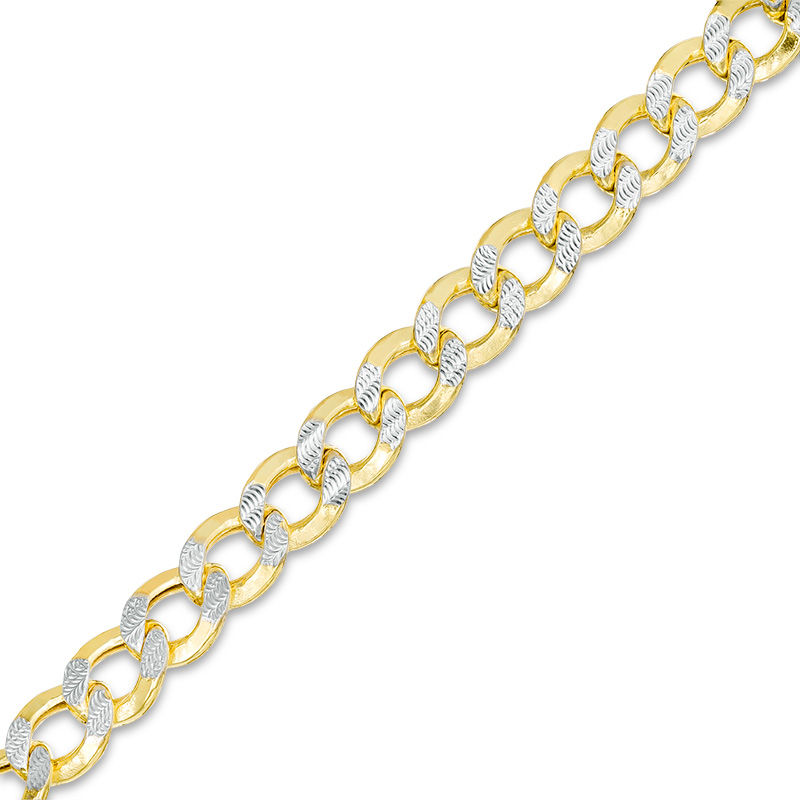 160 Gauge Diamond-Cut Cuban Curb Chain Bracelet in 10K Two-Tone Gold - 8.5"