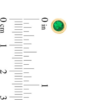 5mm Bezel-Set Simulated Emerald Solitaire Stud Earrings in 10K Gold