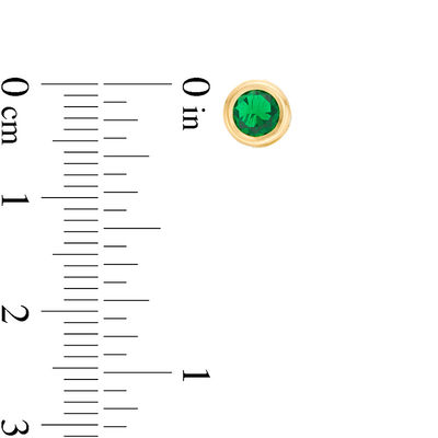 5mm Bezel-Set Simulated Emerald Solitaire Stud Earrings in 10K Gold