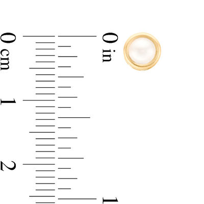4mm Button Bezel-Set Freshwater Cultured Pearl Stud Earrings in 10K Gold