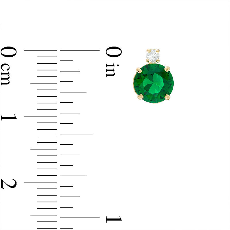 Main Image 2 of 6mm Simulated Emerald and Lab-Created White Sapphire Stud Earrings in 10K Gold